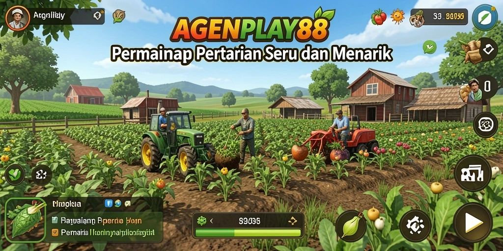 Tangkapan layar AGENPLAY88 menampilkan aktivitas bertani yang menyenangkan dalam game.