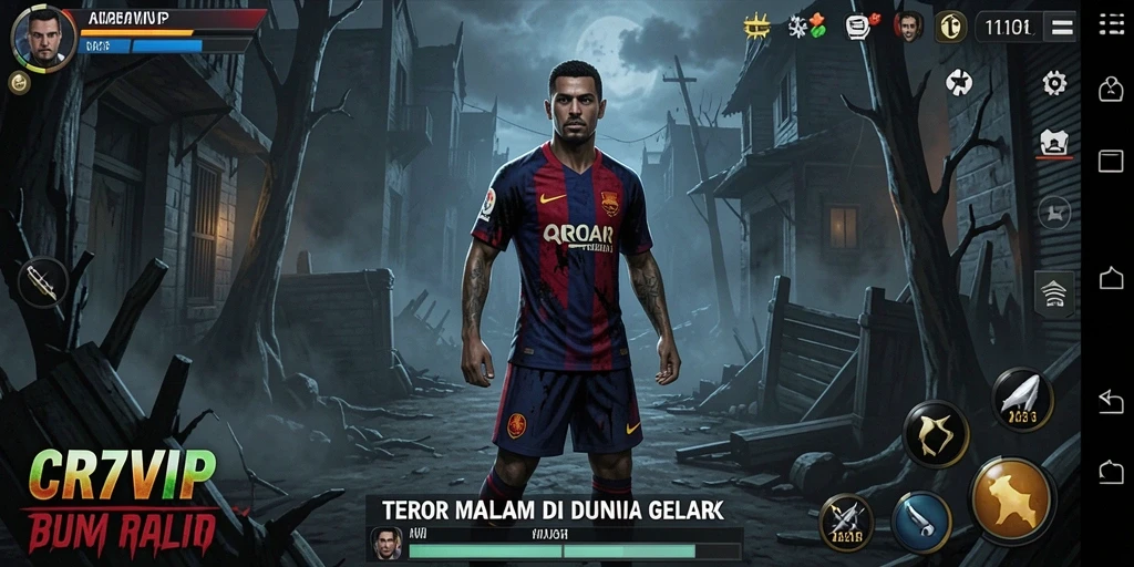 Screenshot CR7VIP menampilkan aksi menegangkan dalam lingkungan Horror.