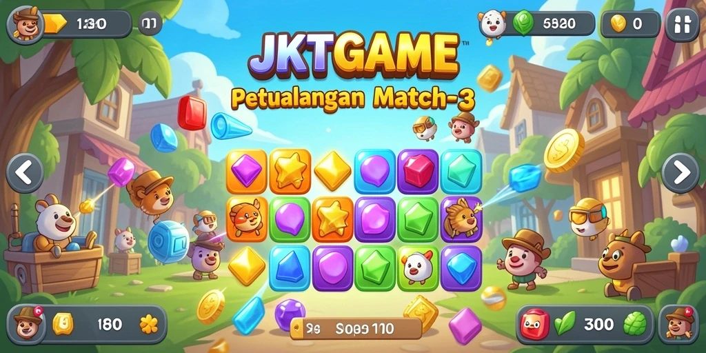 Tampilan menarik dan gameplay seru di JKTGAME Match-3.
