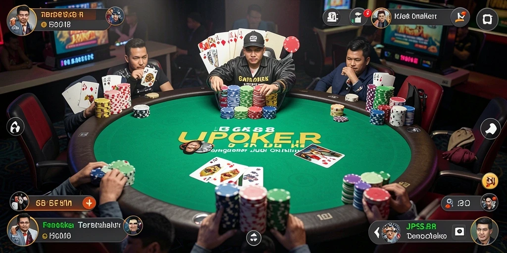 Screenshot gameplay JPS88 menunjukkan momen seru dalam permainan poker.