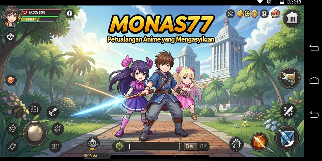 Screenshot gameplay MONAS77 yang menunjukkan karakter Anime yang beraksi.