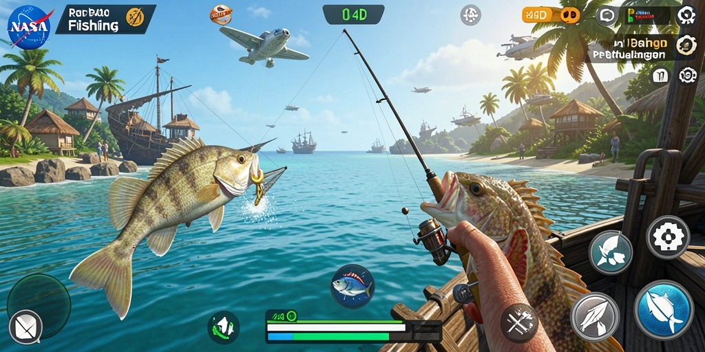 Screenshot menunjukkan gameplay Fishing yang mendebarkan di NASA4D.
