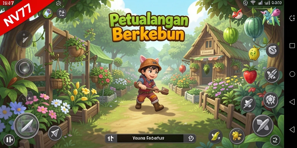 Screenshot gameplay NV77 menampilkan aktivitas berkebun yang menarik dan seru.