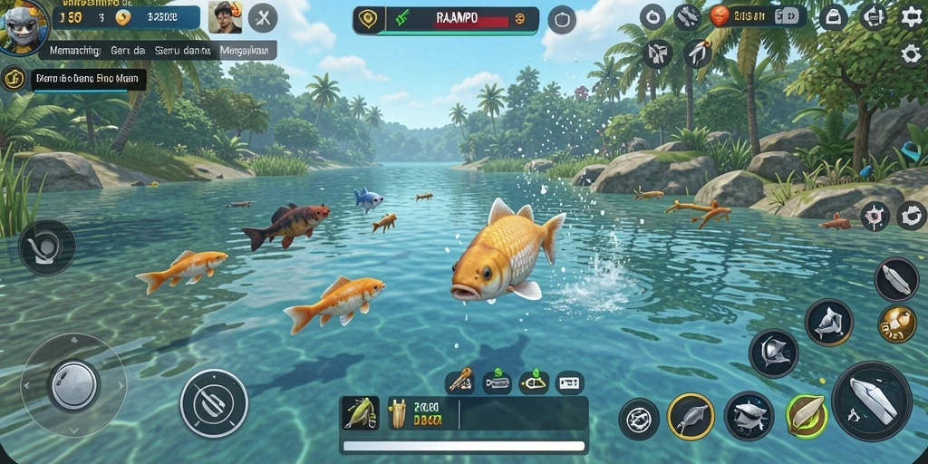 Tampilan gameplay memancing yang menarik di RAJAMPO.