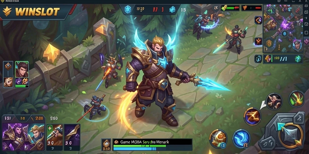 Tampilan gameplay seru di WINSLOT dengan aksi MOBA yang intens.